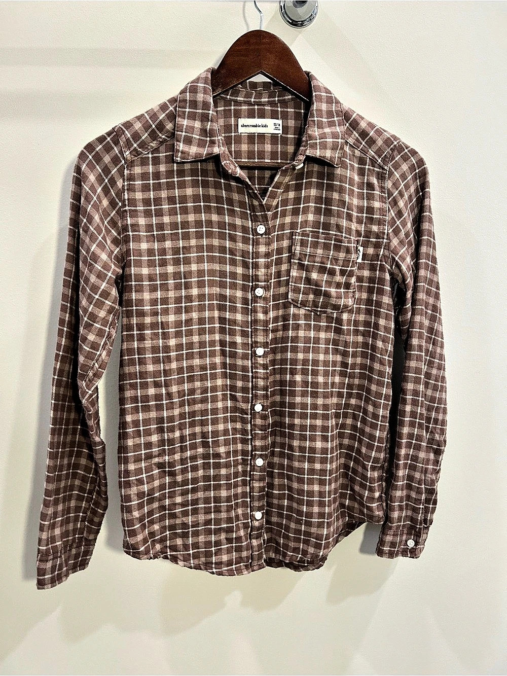 Abercrombie & Fitch Plaid Button Down in Brown & White Size 13/14 teens